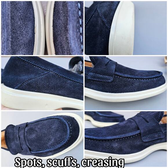 Blue Suede Shoes Leather Loafers Bilt George Brown Foster Penny Loafer Size 8.5 - Picture 9 of 13